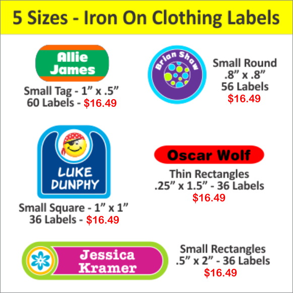 The #1 Iron On Name Labels, 56 iron on clothing labels for £13.95